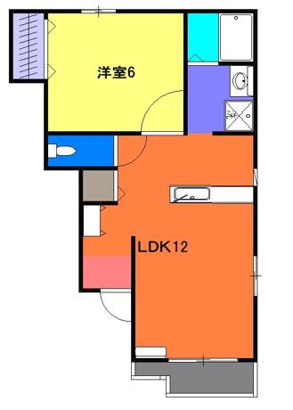 ヴィラ藤岡(1LDK/2階)の間取り写真
