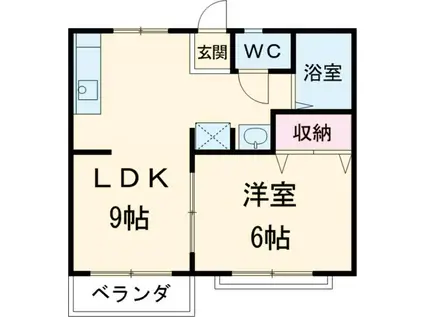 スカイヒル(1LDK/1階)の間取り写真