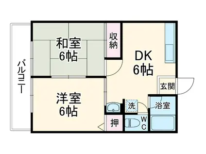 ツインハイムA(2DK/1階)の間取り写真