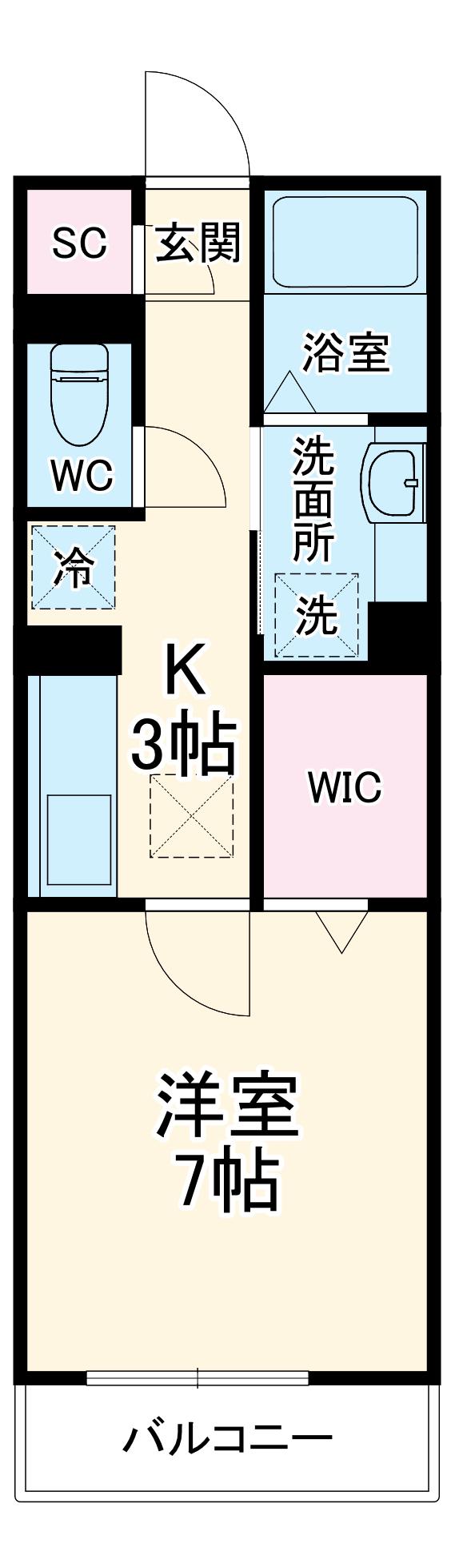 エタンセル(1K/2階)の間取り写真