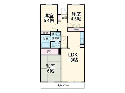 シエルブルー藤が丘(3LDK/4階)の間取り写真
