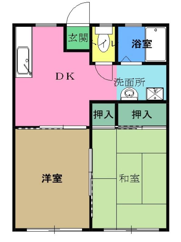 ヒルクレスト鶴ヶ峰B棟(2DK/2階)の間取り写真