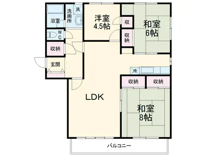 西坂ハイツ(3LDK/4階)の間取り写真