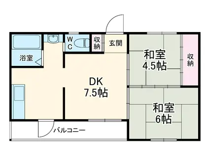 山田アパート(2DK/2階)の間取り写真