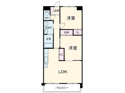パラシオン車道東館(2LDK/4階)の間取り写真