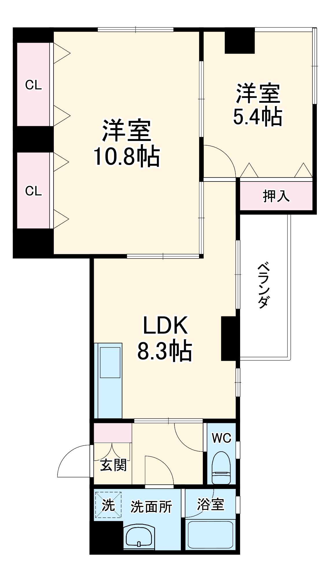 アベニュー八洲園(2DK/2階)の間取り写真