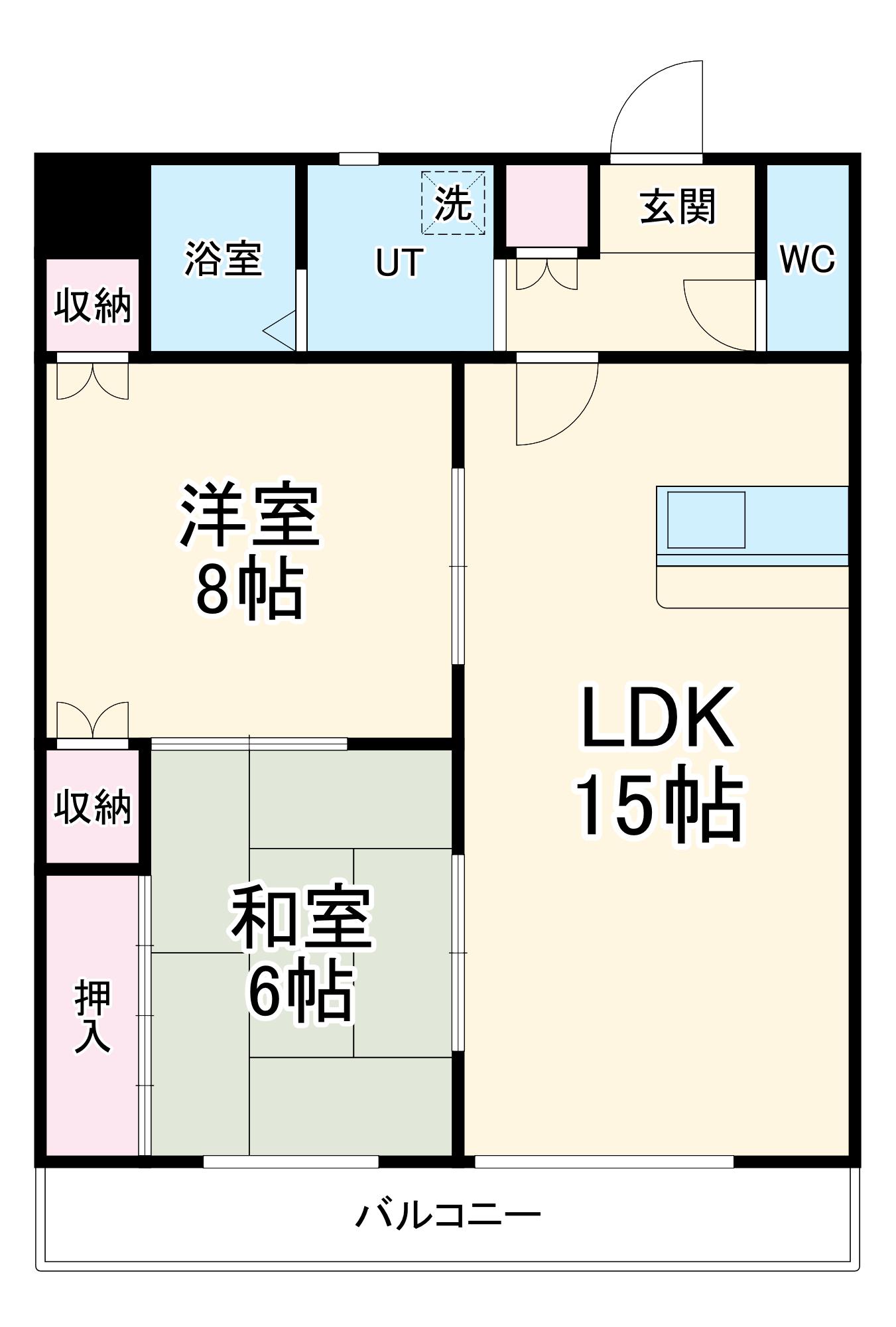 ハイツ池の表(2LDK/3階)の間取り写真