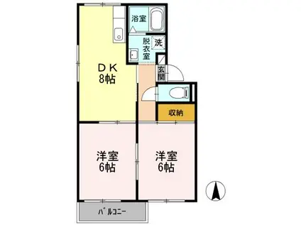 サンリバー(2DK/2階)の間取り写真