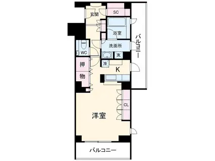 メイビル向陽町 新館(ワンルーム/1階)の間取り写真