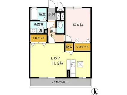 メゾングランドゥール(1LDK/2階)の間取り写真