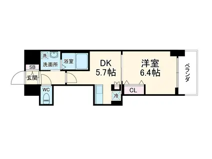 エステムプラザ名古屋駅前プライムタワー(1DK/6階)の間取り写真