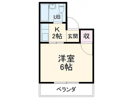 コーポ亀岡(1K/2階)の間取り写真