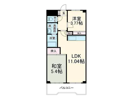 セブンサイド市ヶ尾(2LDK/2階)の間取り写真