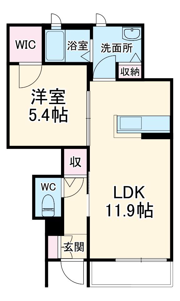 アーバンコンテンポラリーM(1LDK/1階)の間取り写真