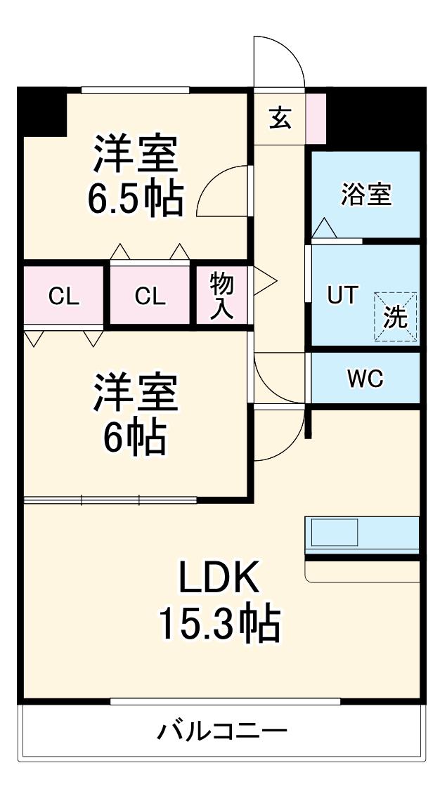 プレシオ(2LDK/2階)の間取り写真
