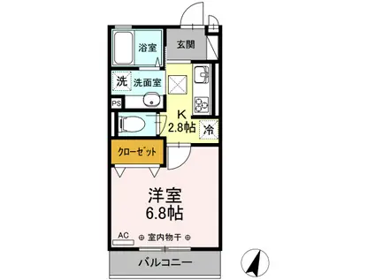 グランドソレイユ A(1K/1階)の間取り写真