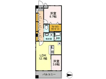 ペガサス西国分寺(2LDK/2階)の間取り写真