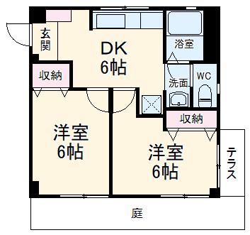 タイヨービル(2DK/1階)の間取り写真