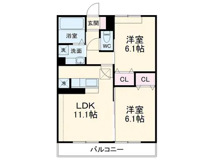 センチュリーハイムすみよし台Ⅳ(2LDK/1階)の間取り写真