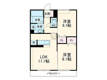 センチュリーハイムすみよし台Ⅳ(2LDK/2階)の間取り写真