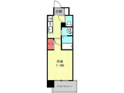 リバーコート砂田橋Ⅰ(1K/4階)の間取り写真