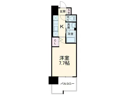 リバーコート砂田橋Ⅰ(1K/6階)の間取り写真