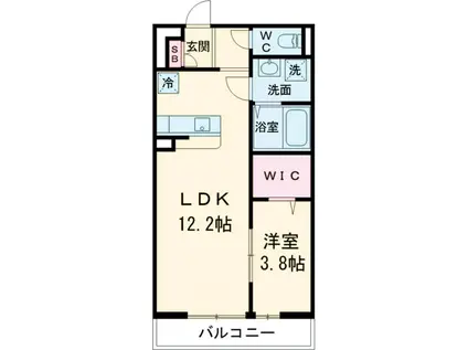 リブリクリークウエスト(1LDK/3階)の間取り写真