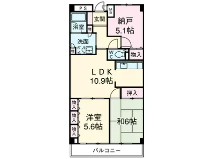 グロリオール里見壱番館(3LDK/5階)の間取り写真