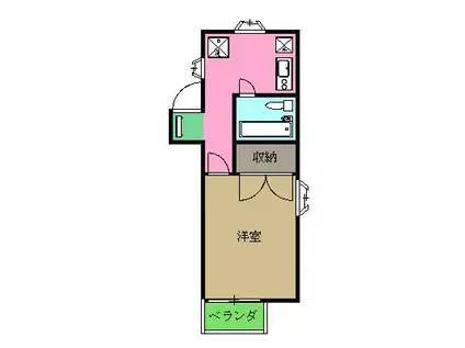 パールハイツ(1DK/1階)の間取り写真