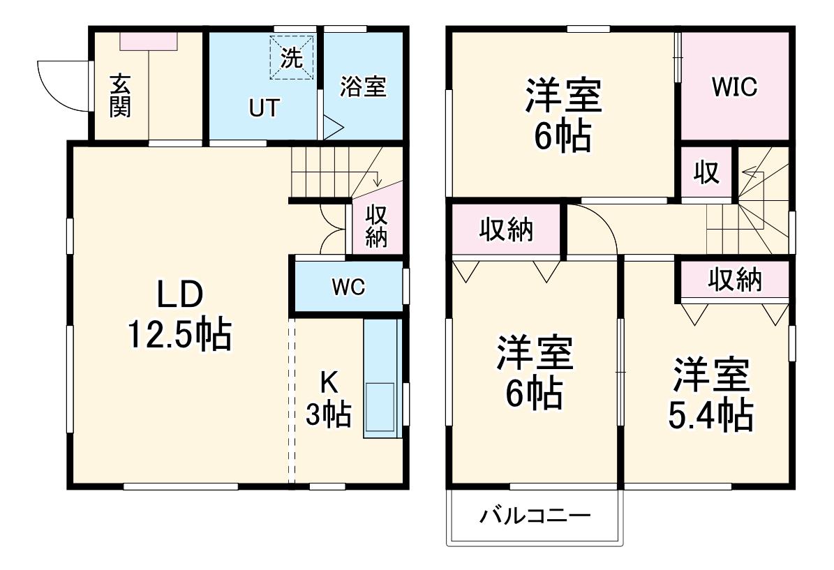 名古屋市名城線 黒川駅(愛知) 徒歩14分 2階建 築18年(3LDK)の間取り写真