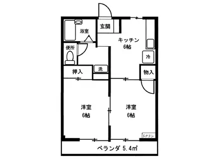 サンハイム富士見(2DK/1階)の間取り写真