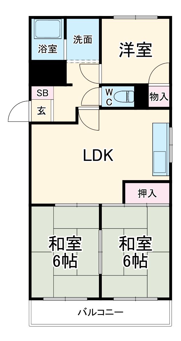 アラカワハイツ(3LDK/3階)の間取り写真