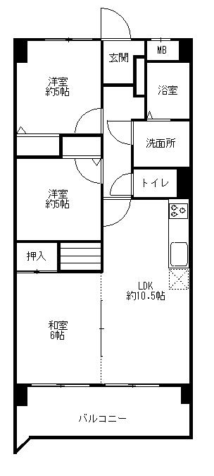 メモリータイム(3LDK/4階)の間取り写真