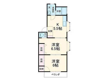 サニーウェル本宿3(2K/1階)の間取り写真