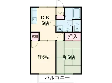 シャトーハイツ(2DK/1階)の間取り写真