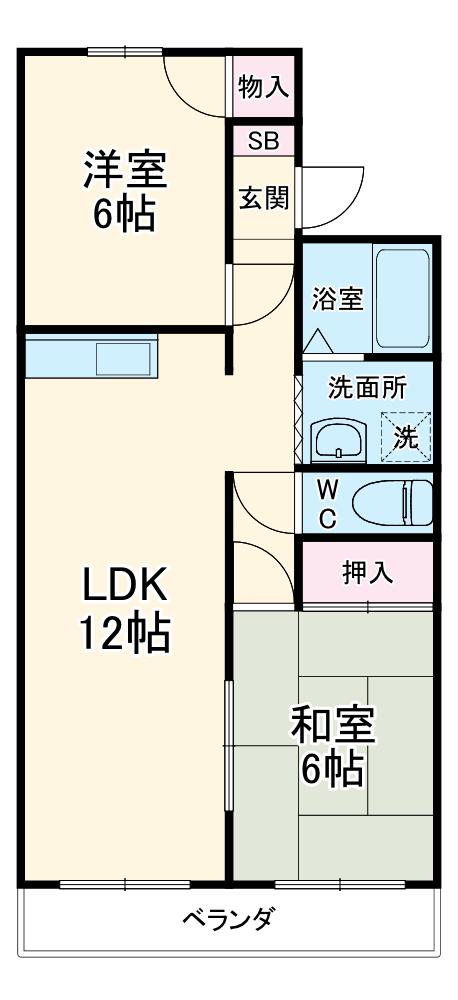 ハイツフジ(2LDK/3階)の間取り写真