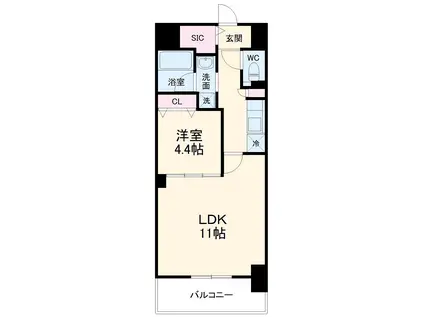 ALATO白壁(1LDK/6階)の間取り写真