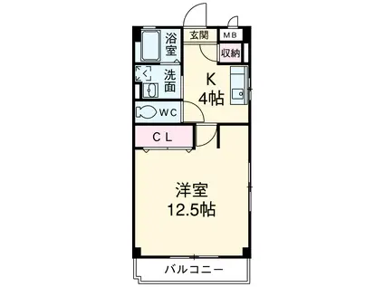 マーベラスⅡ(1K/1階)の間取り写真