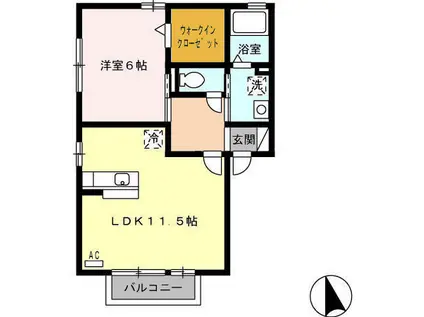 カサロス(1LDK/2階)の間取り写真