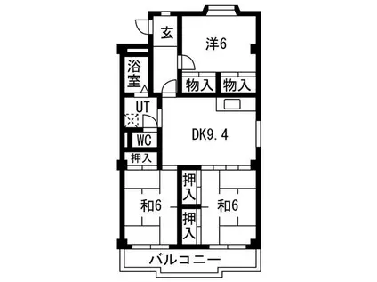 ラルジャンB館(3DK/3階)の間取り写真