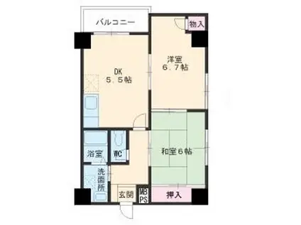 エスペランサ西杉(2DK/3階)の間取り写真