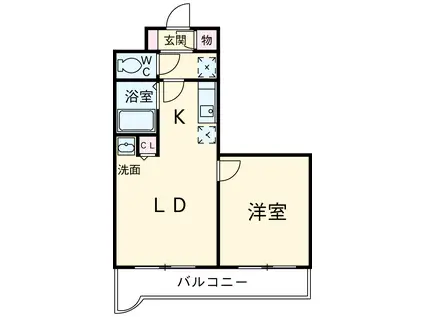 置地マンション(1DK/5階)の間取り写真