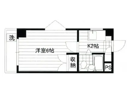ツインハイツA棟(1K/2階)の間取り写真