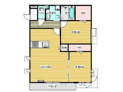 アンソレイユ(2LDK/1階)の間取り写真