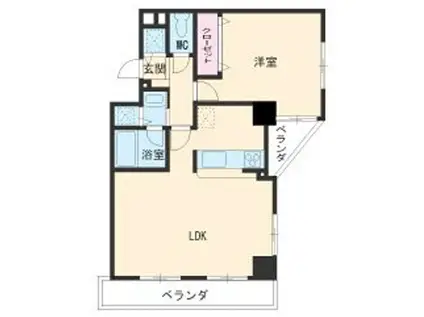 さくらHILLSリバーサイドウエスト(1LDK/3階)の間取り写真