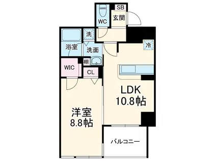 さくらHILLSリバーサイドウエスト(1LDK/4階)の間取り写真