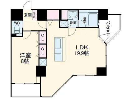 さくらHILLSリバーサイドウエスト(1LDK/9階)の間取り写真