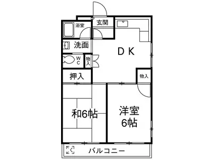 レムロード国分寺(2DK/2階)の間取り写真