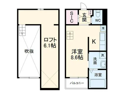 フランシェ(1K/1階)の間取り写真