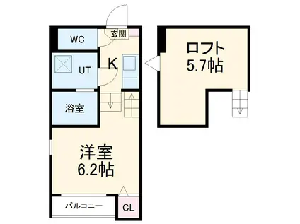 KS GARDEN栄生(1K/1階)の間取り写真